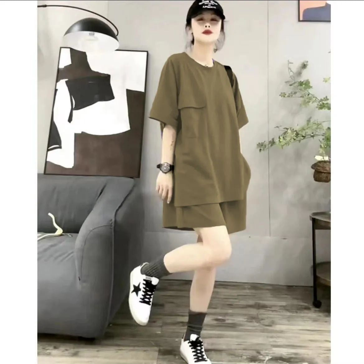 Women's Plus Size Wide Leg Pants and T-Shirt Set