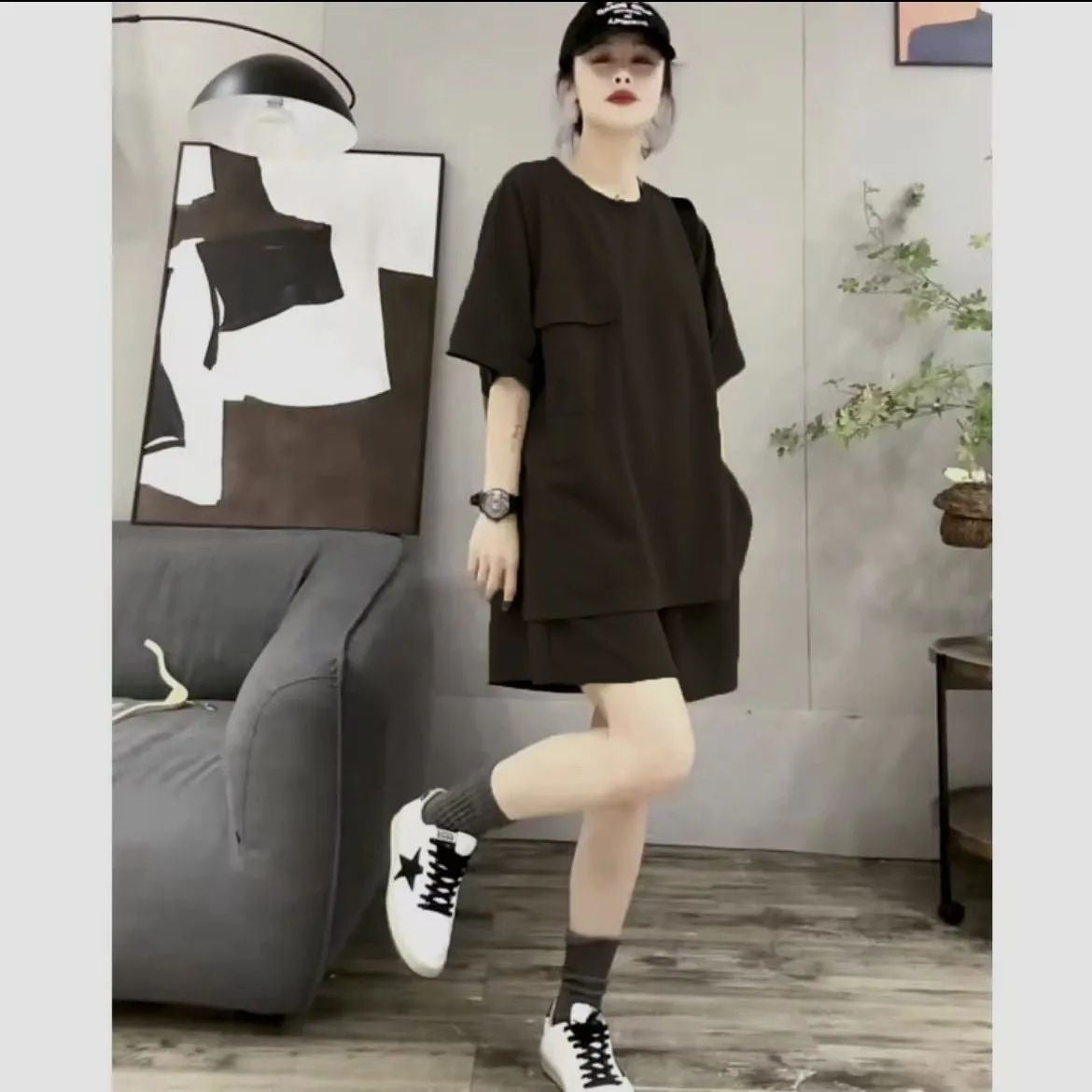 Women's Plus Size Wide Leg Pants and T-Shirt Set