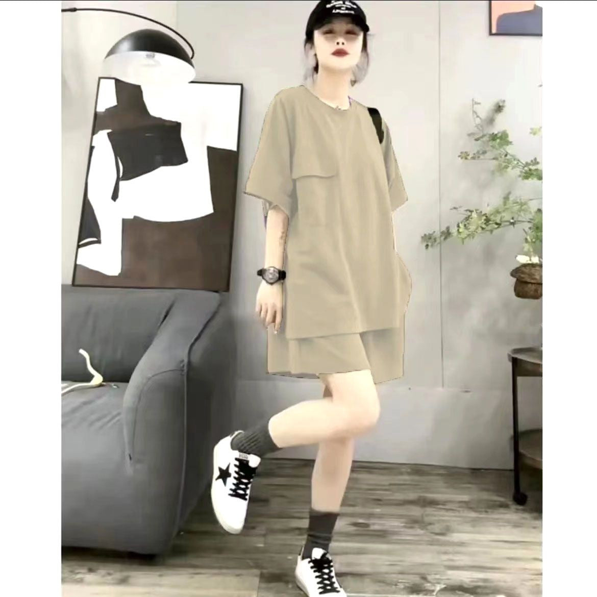 Women's Plus Size Wide Leg Pants and T-Shirt Set