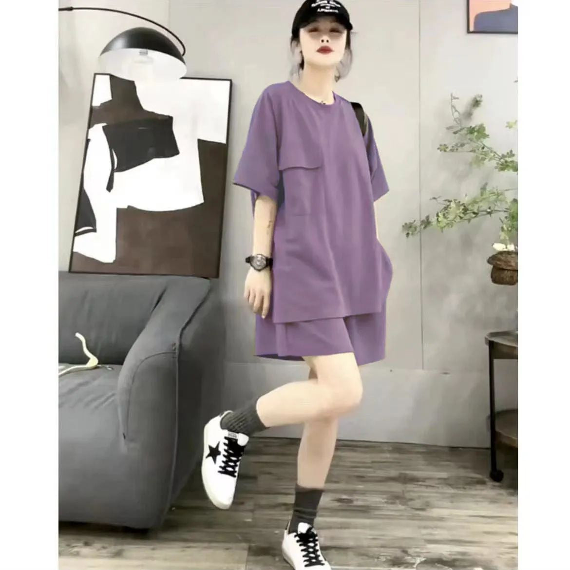 Women's Plus Size Wide Leg Pants and T-Shirt Set